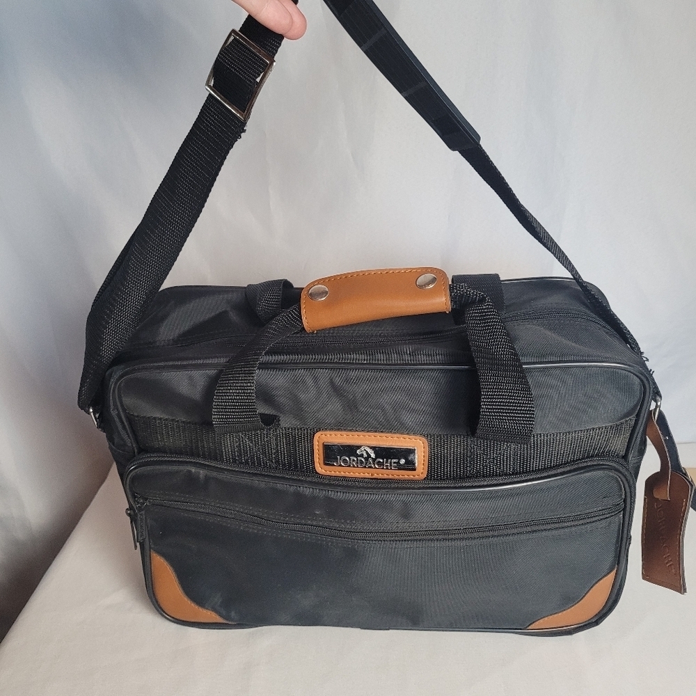 VTG Jordache Carry On Overnight Travel Shoulder Bag Black Brown